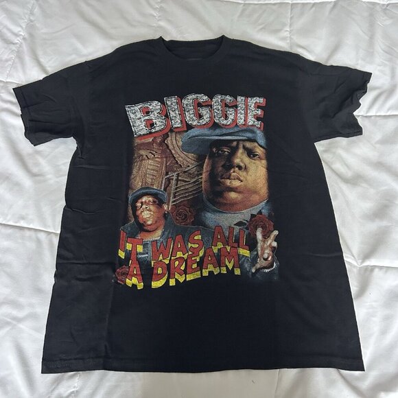 Biggie Smalls Mens Medium Black T Shirt Graphic Tee Hip Hop Notorious BIG - Picture 1 of 5